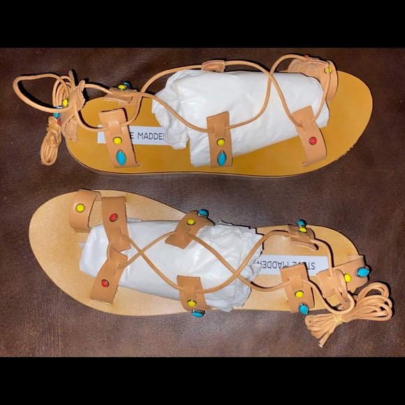 Steve Madden Shoes - NEW STEVE MADDEN NATURAL RAAE JEWEL SANDALS SZ 11